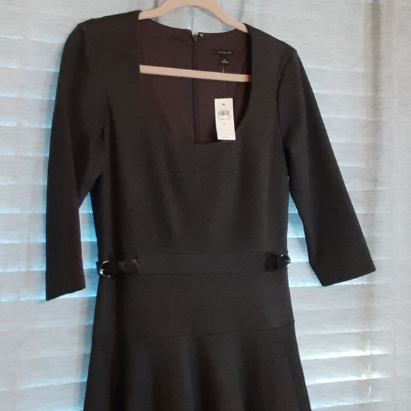 Ann Taylor Dark Grey Circle Skirt Dress - Picture 3 of 11